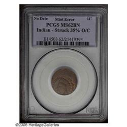 Undated 1C Error Indian Cent--Struck 35% Off Cent--MS6 Undated[1C Error] Indian Cent--Struck 35% Off