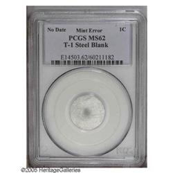 Undated 1C Type One Steel Cent Blank MS62 PCGS. Presum Undated[1C] Type One Steel Cent Blank MS62 PC