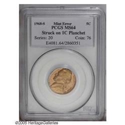 1968-S 5C Jefferson Nickel--Struck on a Cent Planchet- 1968-S[5C] Jefferson Nickel--Struck on a Cent