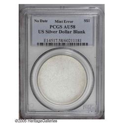 Undated S$1 U.S. Silver Dollar Blank AU58 PCGS. This s Undated[S$1] U.S. Silver Dollar Blank AU58 PC