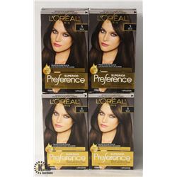 4 BOXES OF L'ORÉAL MEDIUM BROWN PREMIUM HAIR