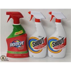 2 BOTTLES OF SHOUT TRIPLE-ACTION STAIN REMOVER &