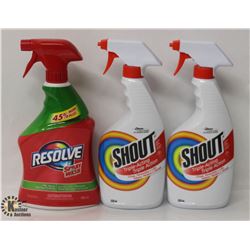 2 BOTTLES OF SHOUT TRIPLE-ACTION STAIN REMOVER &