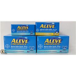 4 BOXES OF ALEVE INCL. LIQUID GELS & TABLETS