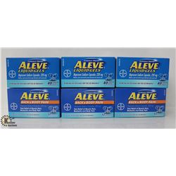 6 BOXES OF ALEVE LIQUID GELS INCL. ALEVE BACK &