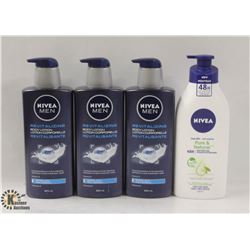 3 BOTTLES OF NIVEA MEN BODY LOTION & 1 BOTTLE OF