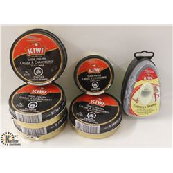 5 TINS OF BLACK KIWI SHOE POLISH & EXPRESS SHINE