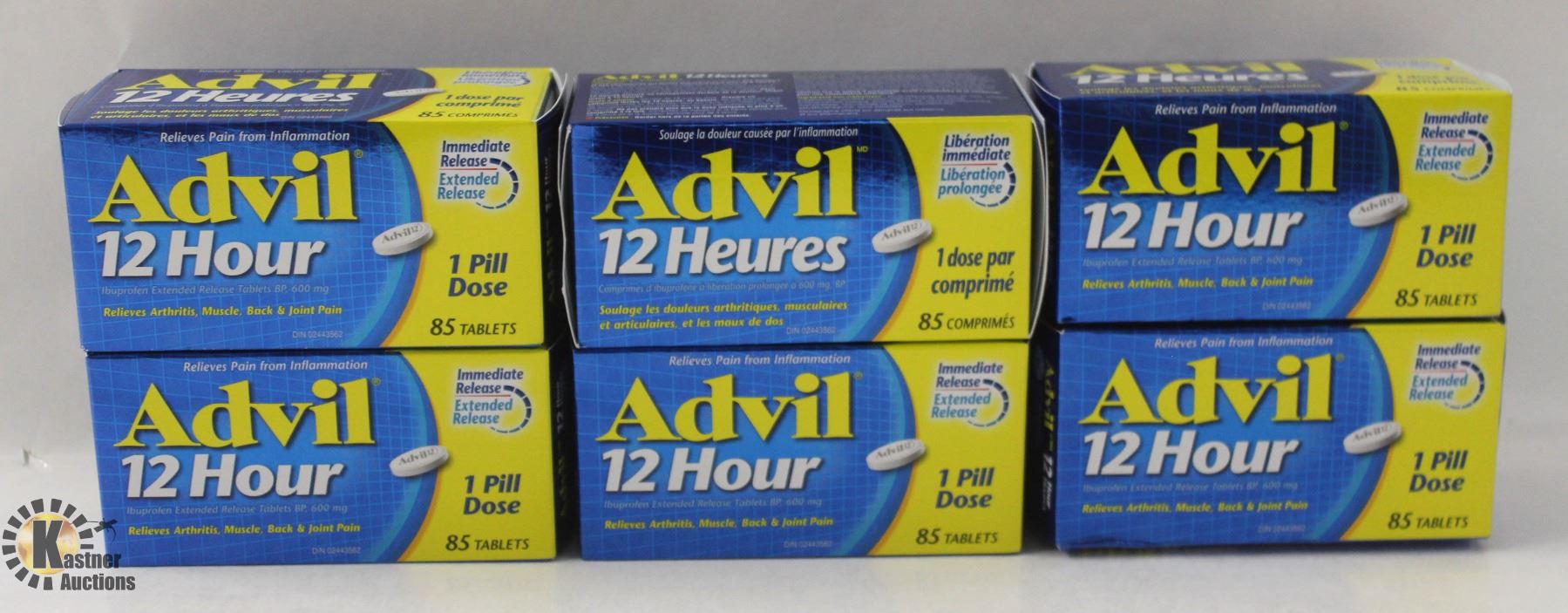 6 BOXES OF ADVIL 12 HOUR. 85 TABLETS PER BOX