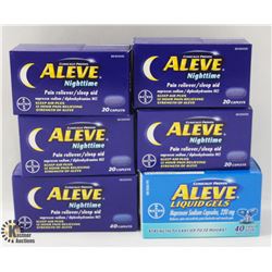 6 BOXES OF ALEVE INCL. ALEVE NIGHTTIME & ALEVE