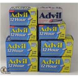 8 BOXES OF ADVIL INCL. ADVIL 12 HOUR & ADVIL
