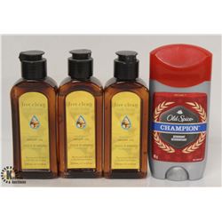 3 BOTTLES OF LIVE CLEAN ARGAN OIL & 1 OLD SPICE