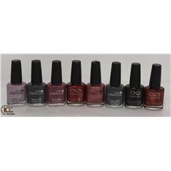8 BOTTLES OF ASSORTED COLOR CND VINYLUX NAIL