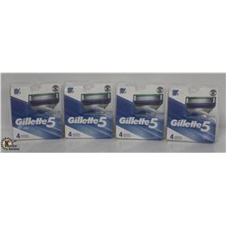 4 BOXES OF GILLETTE 5 RAZOR CARTRIDGES