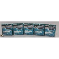 5 BOXES OF GILLETTE MACH 3 RAZOR CARTRIDGES