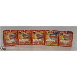5 PACKS OF GILLETTE FUSION 5 RAZOR CARTRIDGES