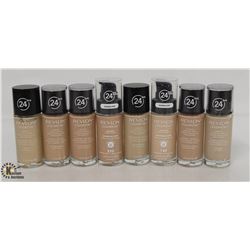 8 BOTTLES OF ASSORTED SHADES OF REVLON 24HRS WEAR