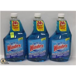 3 BOTTLES OF ORIGINAL WINDEX REFILL BOTTLE CLASS