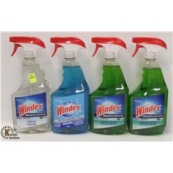 4 BOTTLES OF ASSORTED WINDEX CLEANERS INCL.