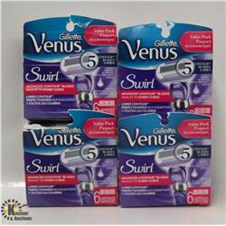 4 BOXES OF GILLETTE VENUS SWIRL RAZOR CARTRIDGES