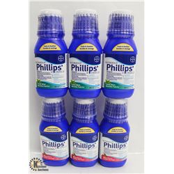 6 BOTTLES OF PHILLIPS' MILK OF MAGNESIA