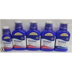 5 BOTTLES OF PHILLIPS' MILK OF MAGNESIA