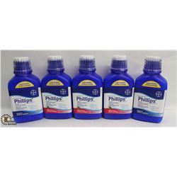 5 BOTTLES OF PHILLIPS' MILK OF MAGNESIA