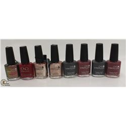 8 BOTTLES OF ASSORTED COLOR CND VINYLUX WEEKLY
