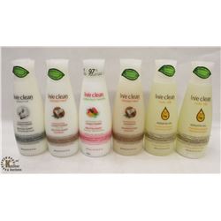 5 BOTTLES OF ASSORTED LIVE CLEAN SHAMPOOS &