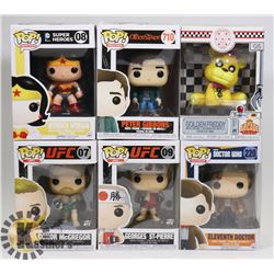 LOT OF 6 ASSORTED FUNKO POP VINYL FIGURES.