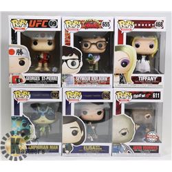 LOT OF 6 ASSORTED FUNKO POP VINYL FIGURES.
