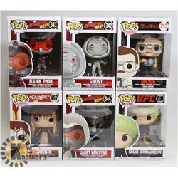 LOT OF 6 ASSORTED FUNKO POP VINYL FIGURES.