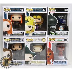 LOT OF 6 ASSORTED FUNKO POP VINYL FIGURES.