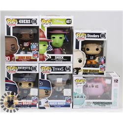 LOT OF 6 ASSORTED FUNKO POP VINYL FIGURES.