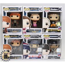 LOT OF 6 ASSORTED FUNKO POP VINYL FIGURES.