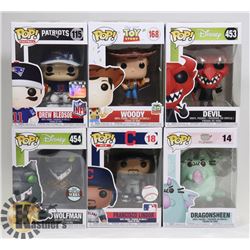 LOT OF 6 ASSORTED FUNKO POP VINYL FIGURES.