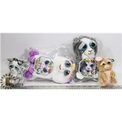 LOT OF 4 FEISTY PETS MINIS PLUSH DOLLS.