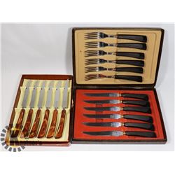 VINTAGE 2 SETS OF GLO-HILL 12 PC FORK/STEAK