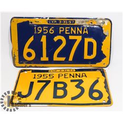 VINTAGE 2 LICENSED PLATES PENNSYLVANIA