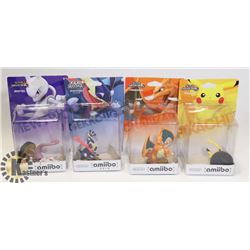 LOT OF 4 VARIOUS NINTENDO POKÉMON AMIIBO GAME