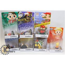 LOT OF 7 VARIOUS NINTENDO AMIIBO GAME CHARACTERS,
