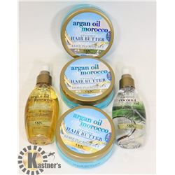 LOT OF OGX HAIR BUTTER AND OIL.