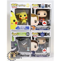 LOT OF 4 VARIOUS FUNKO POP FIGURES INCL CONNOR
