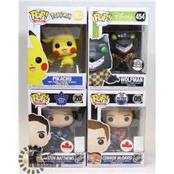 LOT OF 4 VARIOUS FUNKO POP FIGURES INCL CONNOR