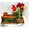 Image 1 : BOX W/WOOD STORAGE BOX WITH HANDLE,