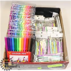 BOX W/17 NEW PACKS OF COLOUR MARKERS &