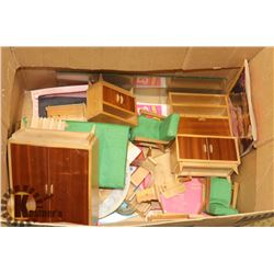 LARGE BOX OF ASSORTED BARBIE FURNITURE.