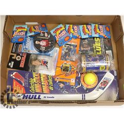 LARGE FLAT OF BRETT HULL HOCKEY COLLECTIBLES