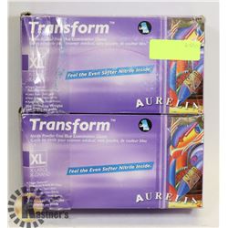 LOT OF 2 XL TRANSFORM NITRILE POWDER FREE GLOVES.