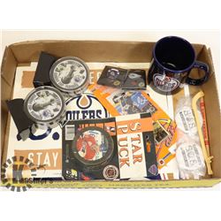 FLAT OF HOCKEY COLLECTABLES MAINLY OILERS