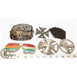 LOT OF BELT BUCKLES INCL CHAMPIONSHIP RODEO BUCKLE